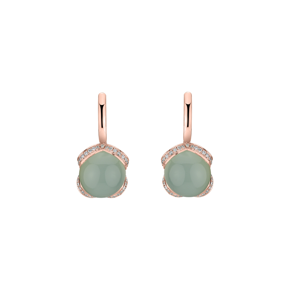 Diamond earrings with Chalcedony Rainbow Wish