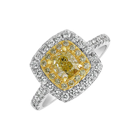 Ring with yellow and white diamonds Sparkling Rise