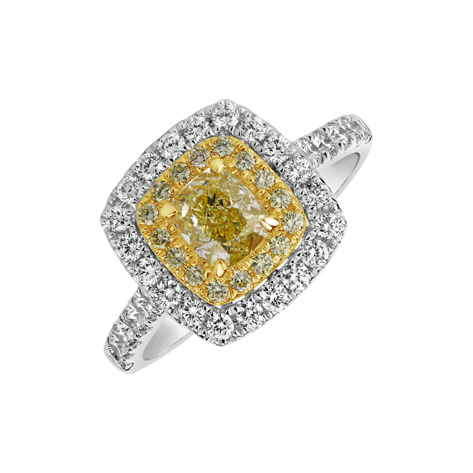 Ring with yellow and white diamonds Sparkling Rise