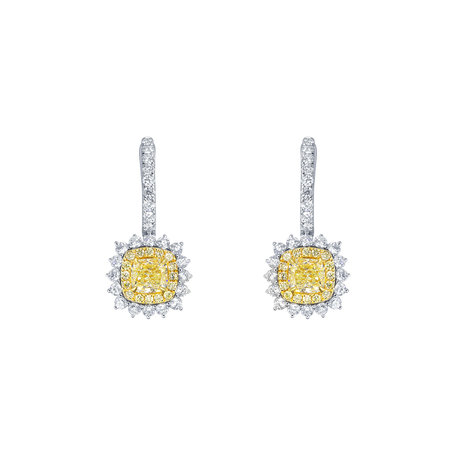 Earrings with yellow and white diamonds Infinite Sunday