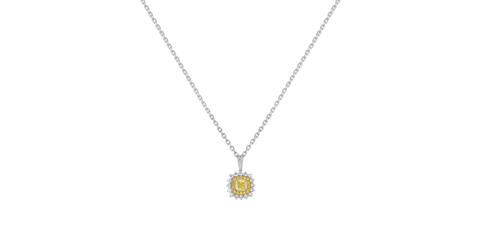 Pendant with yellow and white diamonds Bright Feeling