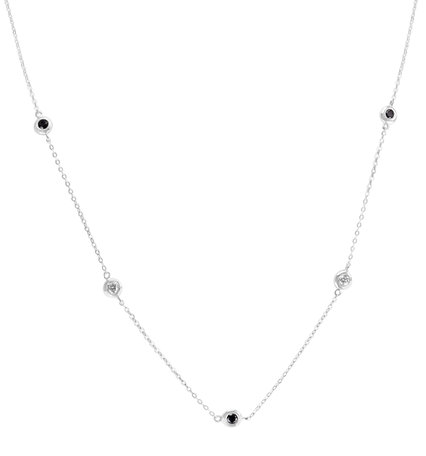 Necklace with black and white diamonds Dots