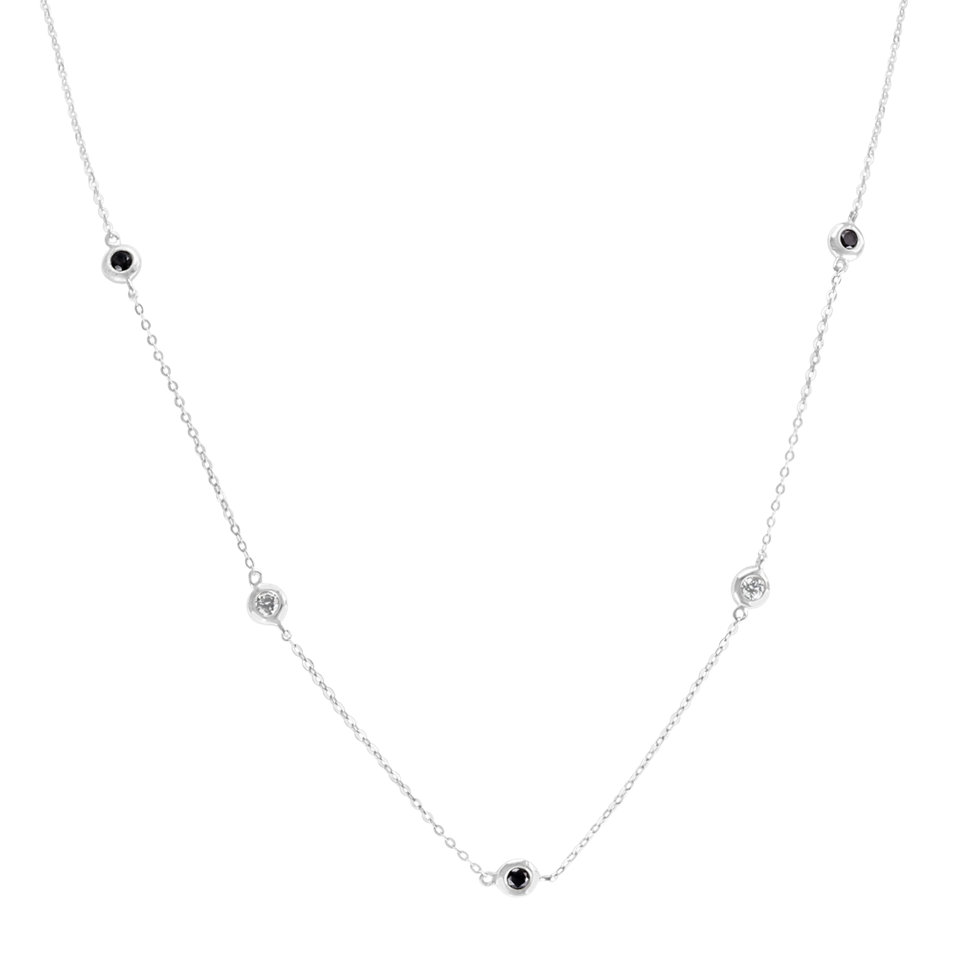 Necklace with black and white diamonds Dots