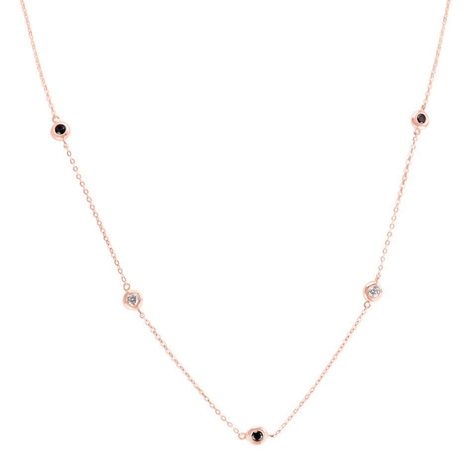 Necklace with black and white diamonds Dots