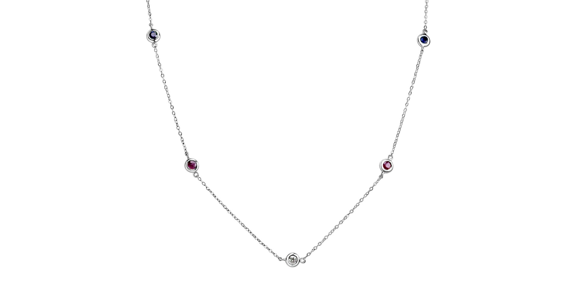 Diamond necklace with Ruby and Sapphire Dots