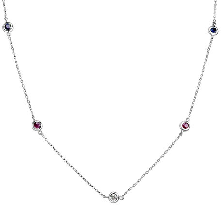 Diamond necklace with Ruby and Sapphire Dots