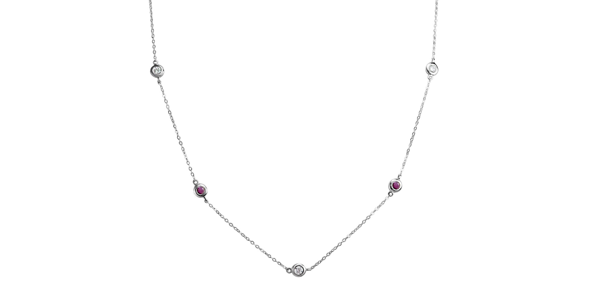 Diamond necklace with Ruby Dots