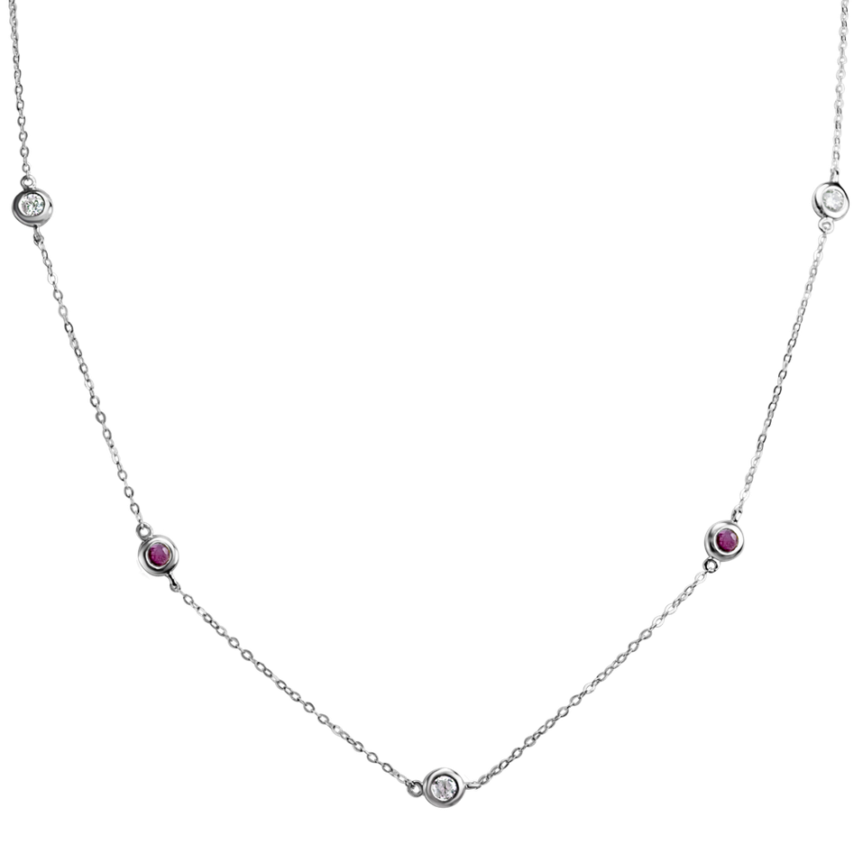 Diamond necklace with Ruby Dots