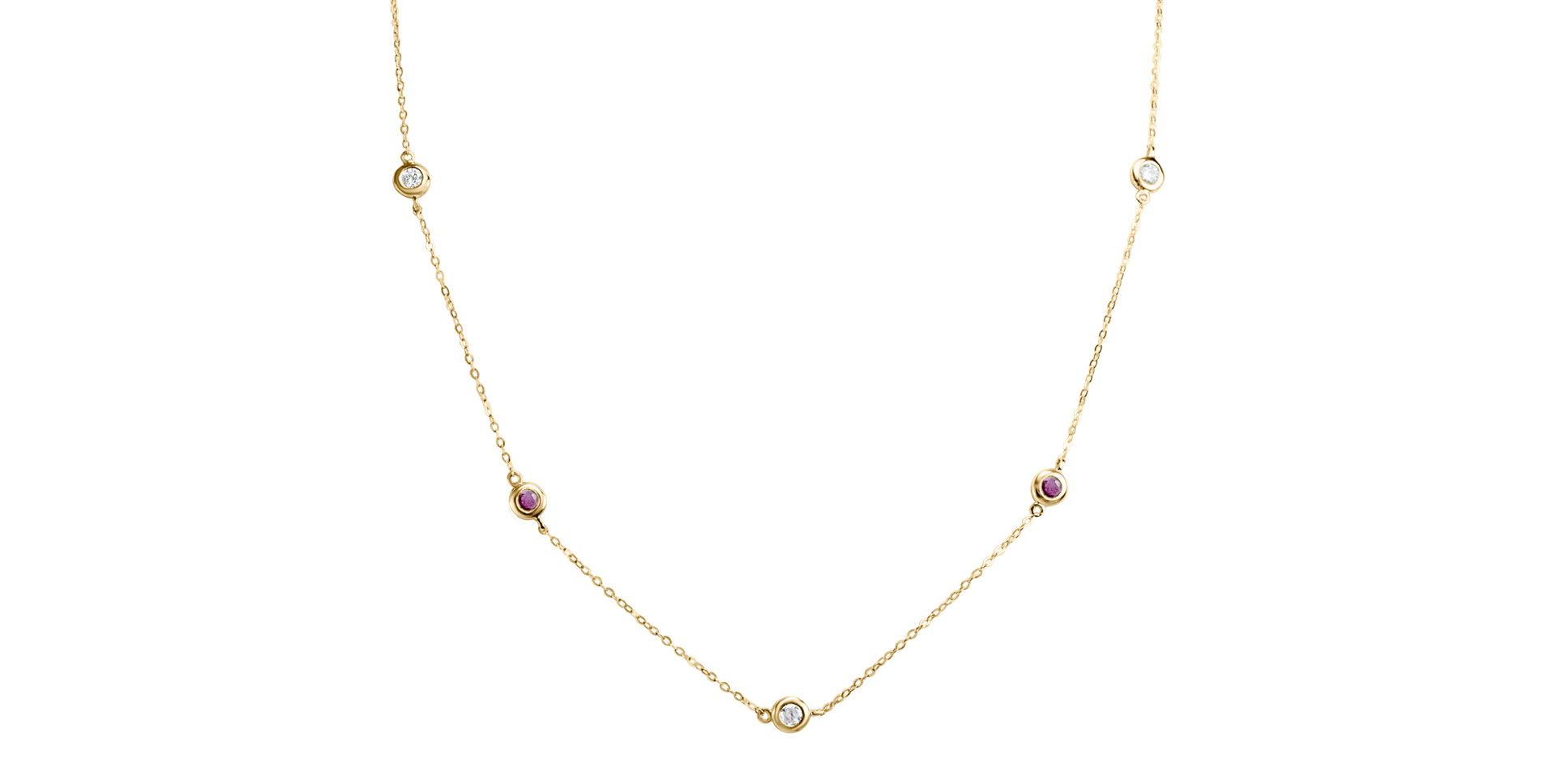 Diamond necklace with Ruby Dots