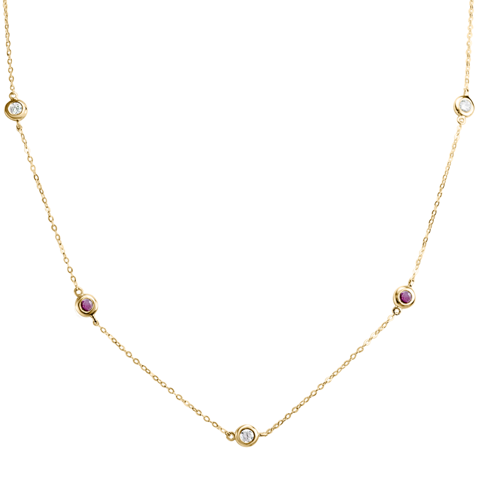 Diamond necklace with Ruby Dots