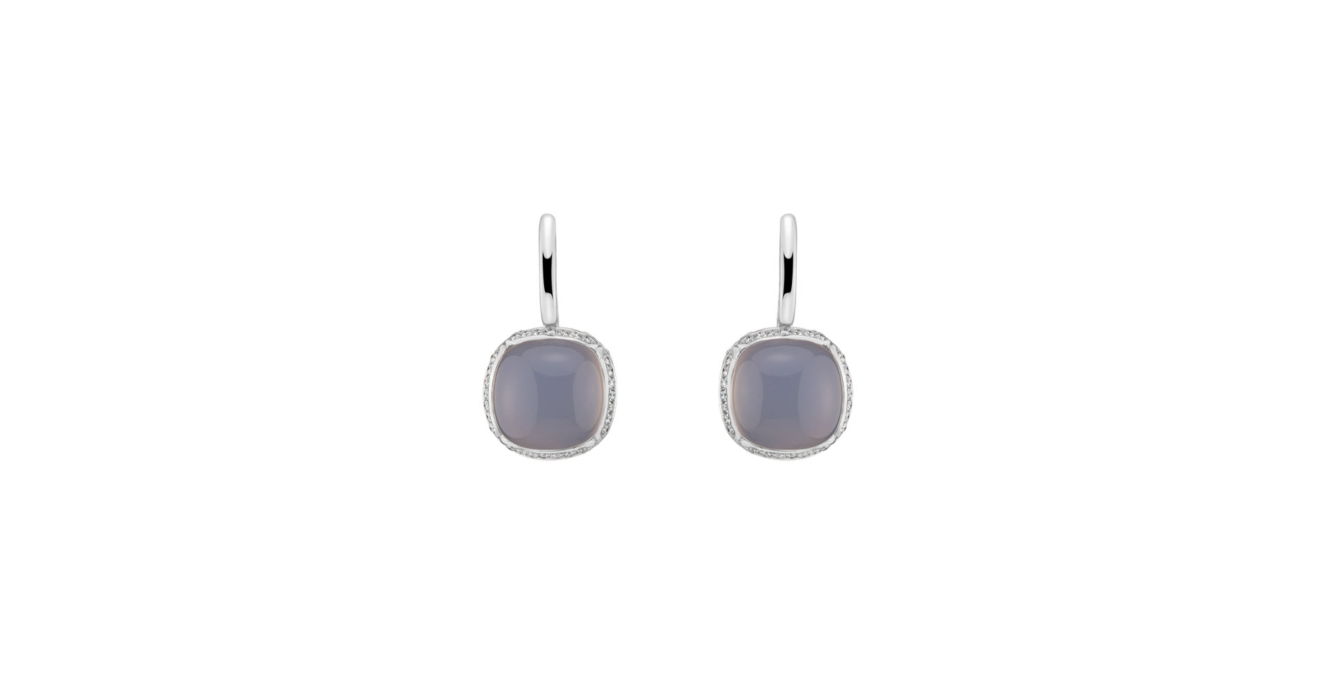 Diamond earrings with Chalcedony Mystic Drop