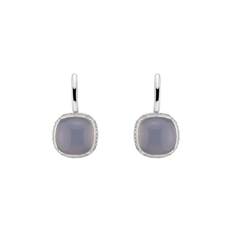 Diamond earrings with Chalcedony Mystic Drop
