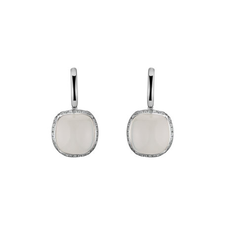 Diamond earrings with Moonstone Mystic Drop