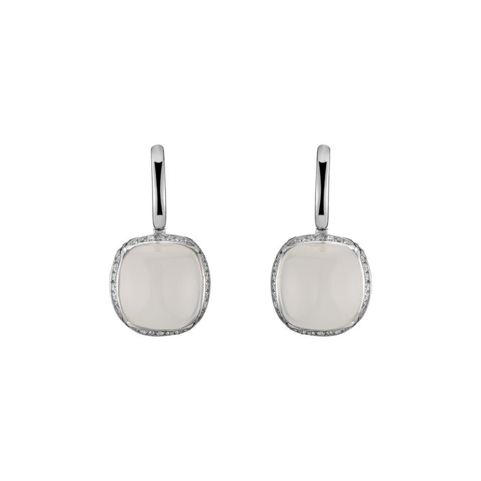 Diamond earrings with Moonstone Mystic Drop