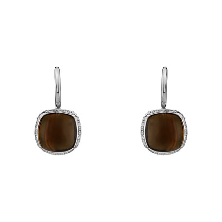 Diamond earrings with Quartz Mystic Drop