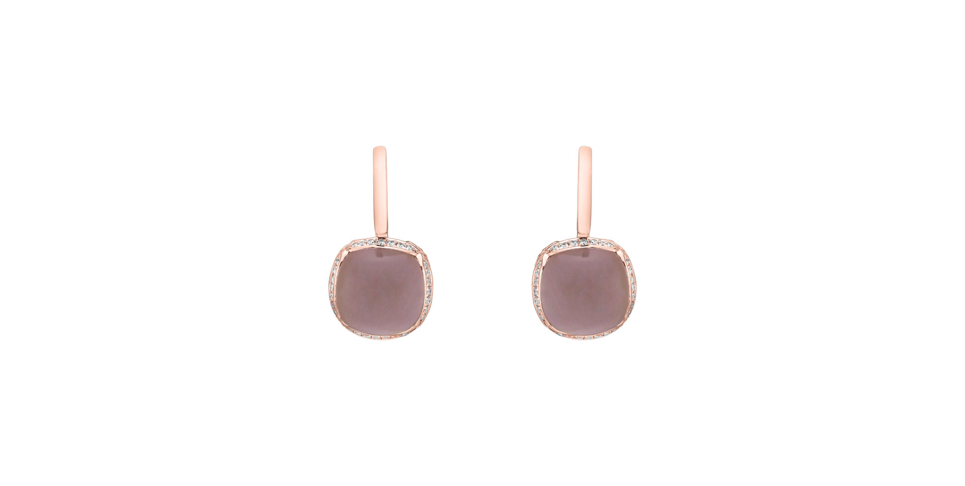 Diamond earrings with Rose Quartz Mystic Drop