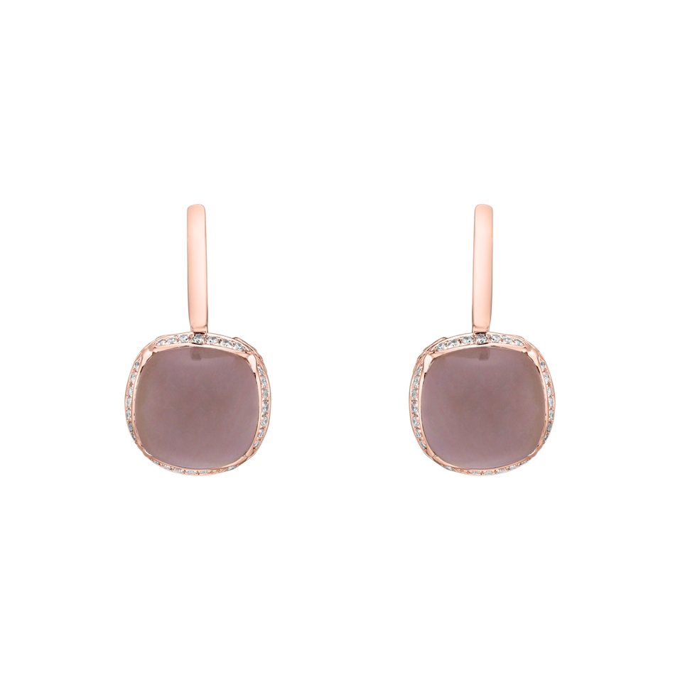 Diamond earrings with Rose Quartz Mystic Drop