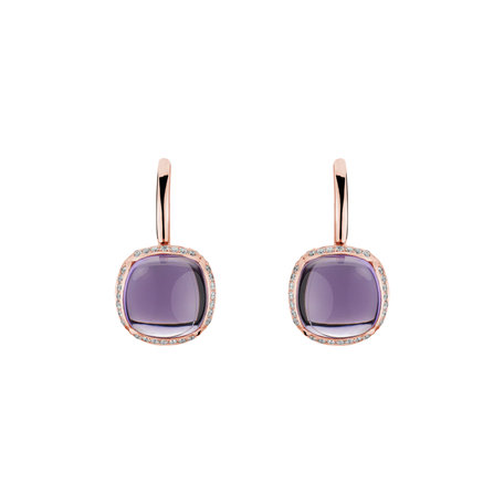 Diamond earrings with Amethyst Mystic Drop