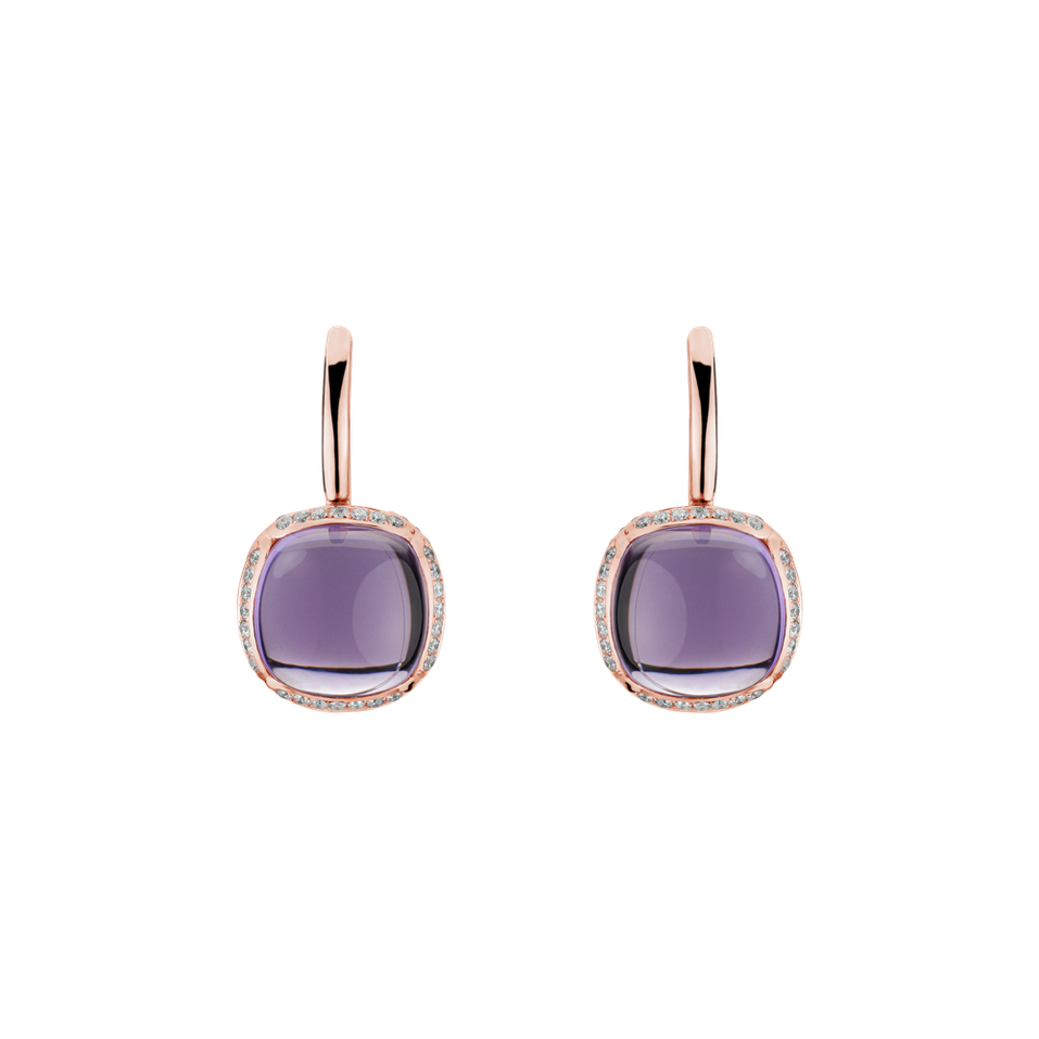 Diamond earrings with Amethyst Mystic Drop