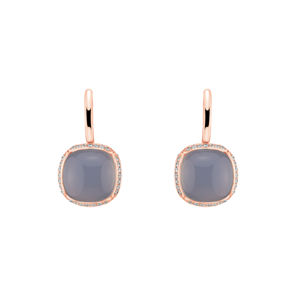 Diamond earrings with Chalcedony Mystic Drop