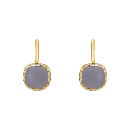 Diamond earrings with Chalcedony Mystic Drop