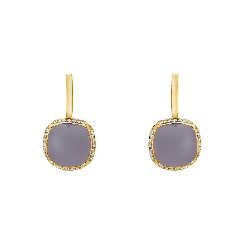 Diamond earrings with Chalcedony Mystic Drop