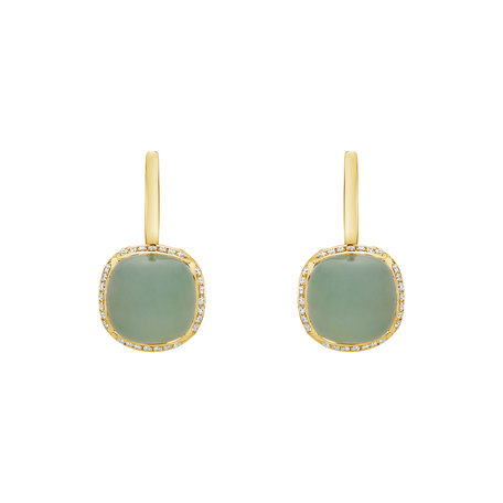 Diamond earrings with Chalcedony Mystic Drop