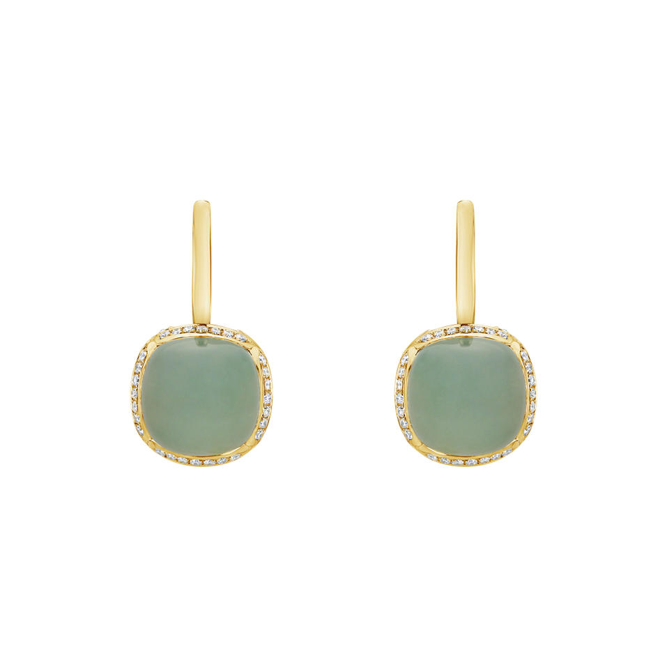 Diamond earrings with Chalcedony Mystic Drop