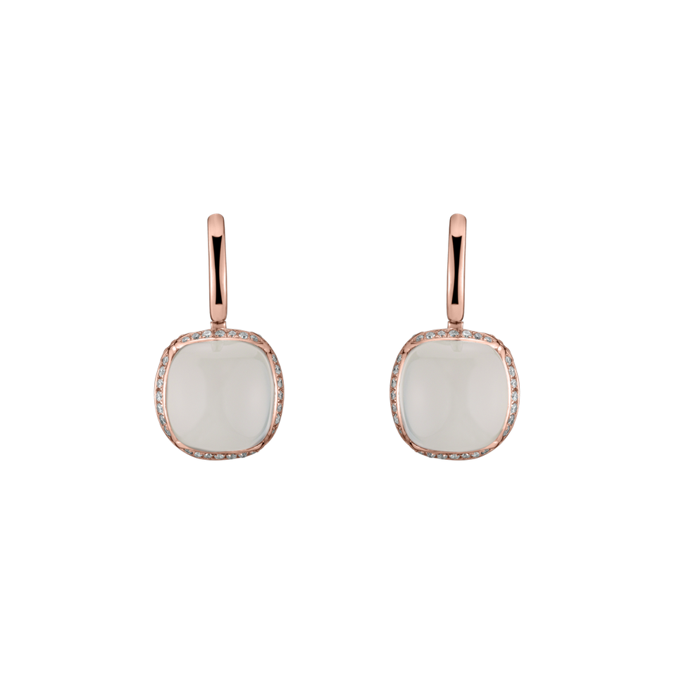 Diamond earrings with Moonstone Mystic Drop