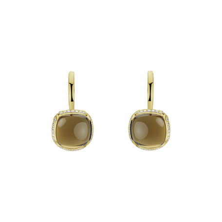 Diamond earrings with Quartz Mystic Drop