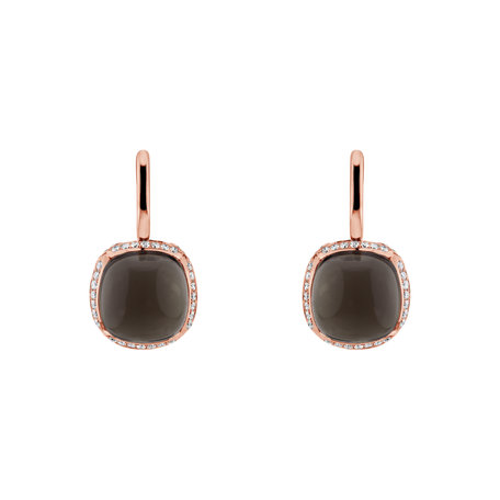 Diamond earrings with Quartz Mystic Drop