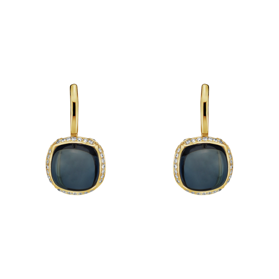 Diamond earrings with Topaz Mystic Drop