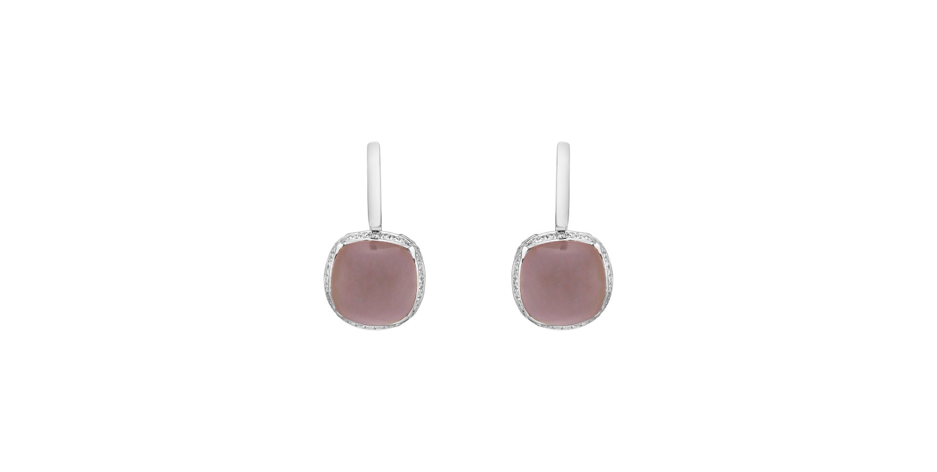 Diamond earrings with Rose Quartz Mystic Drop