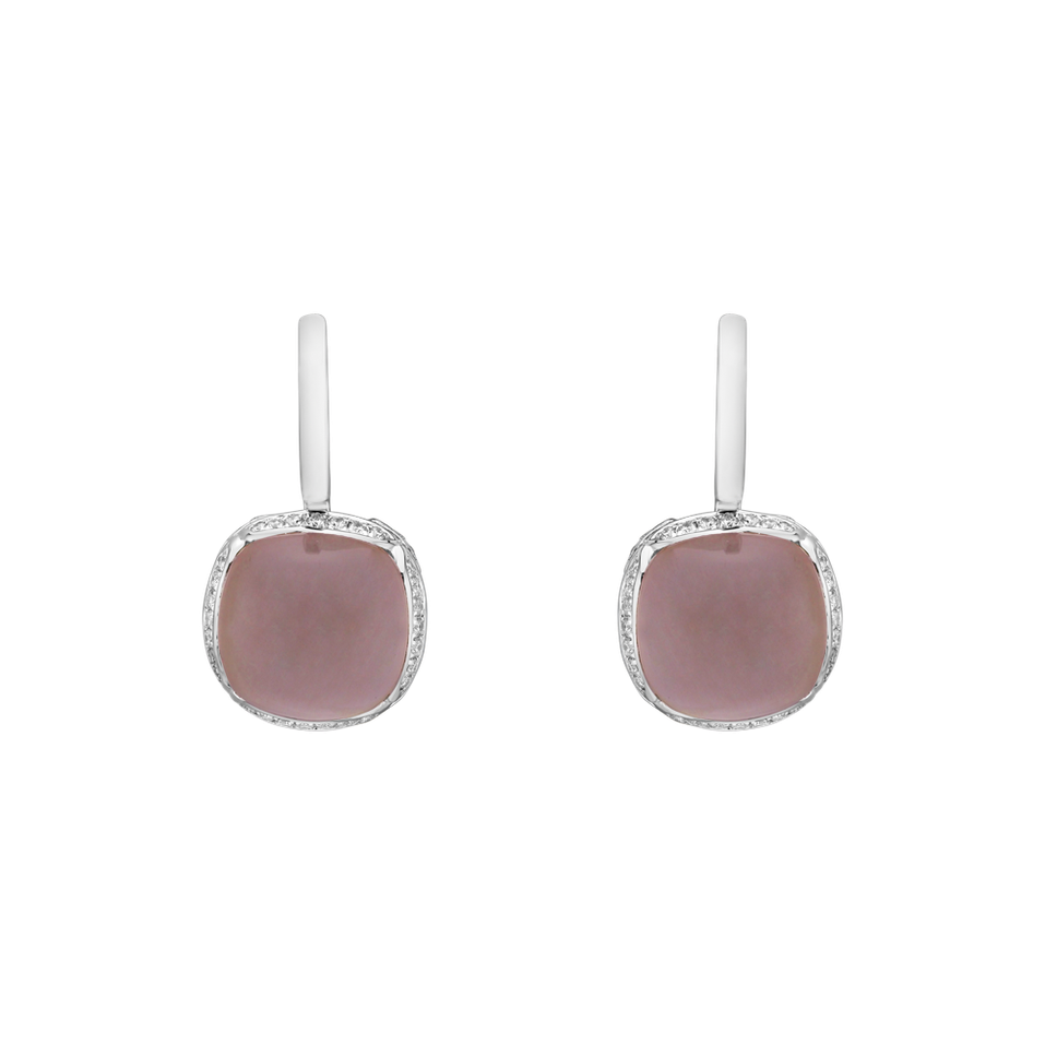 Diamond earrings with Rose Quartz Mystic Drop