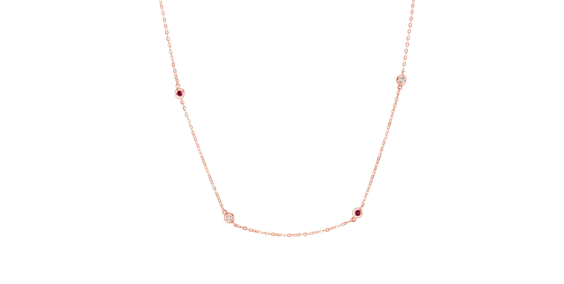 Diamond necklace with Ruby Dots