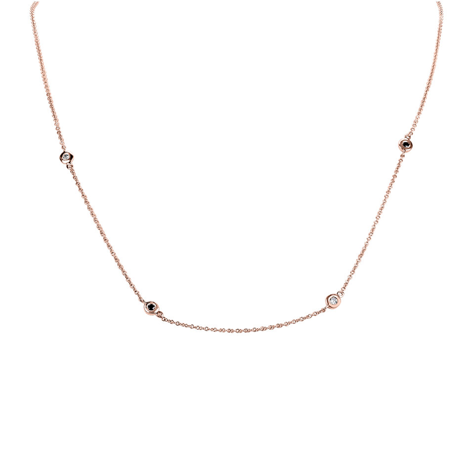 Necklace with white, brown and black diamonds Dots