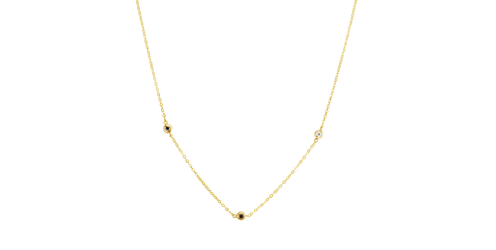 Necklace with white, brown and black diamonds Dots