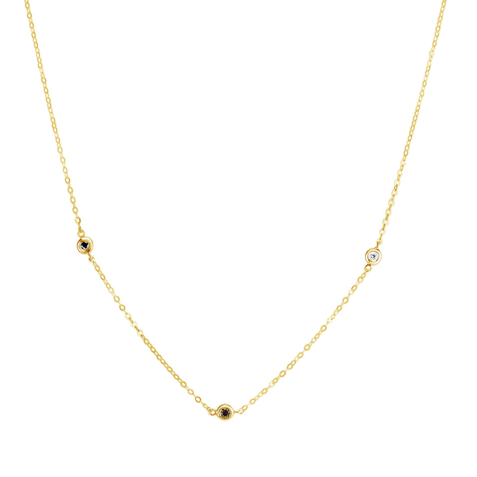 Necklace with white, brown and black diamonds Dots