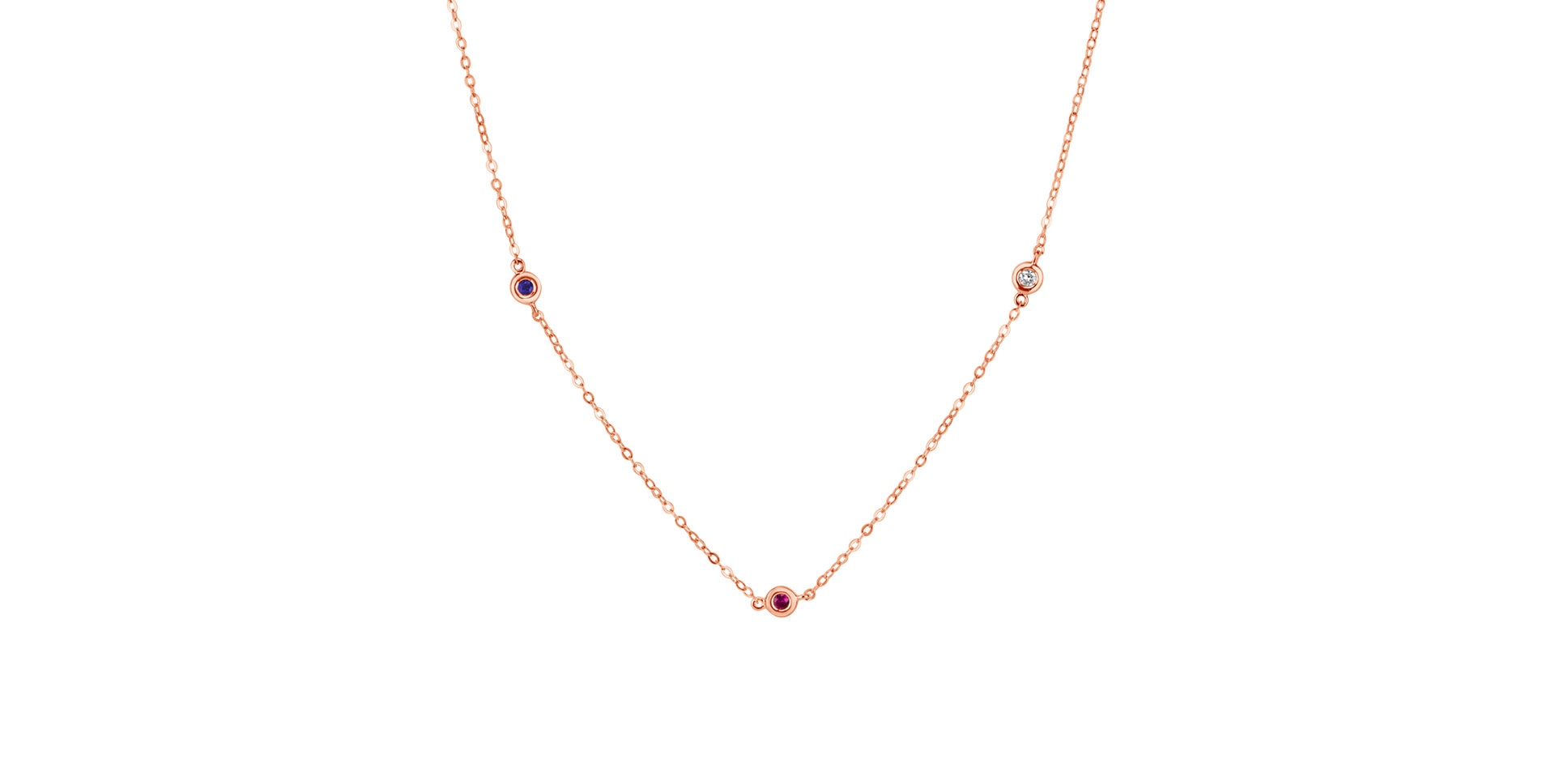 Diamond necklace with Ruby and Sapphire Dots
