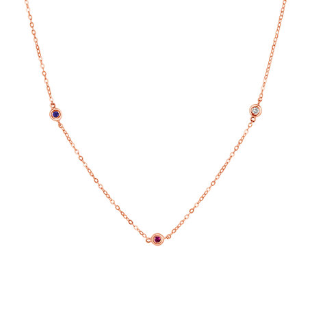 Diamond necklace with Ruby and Sapphire Dots