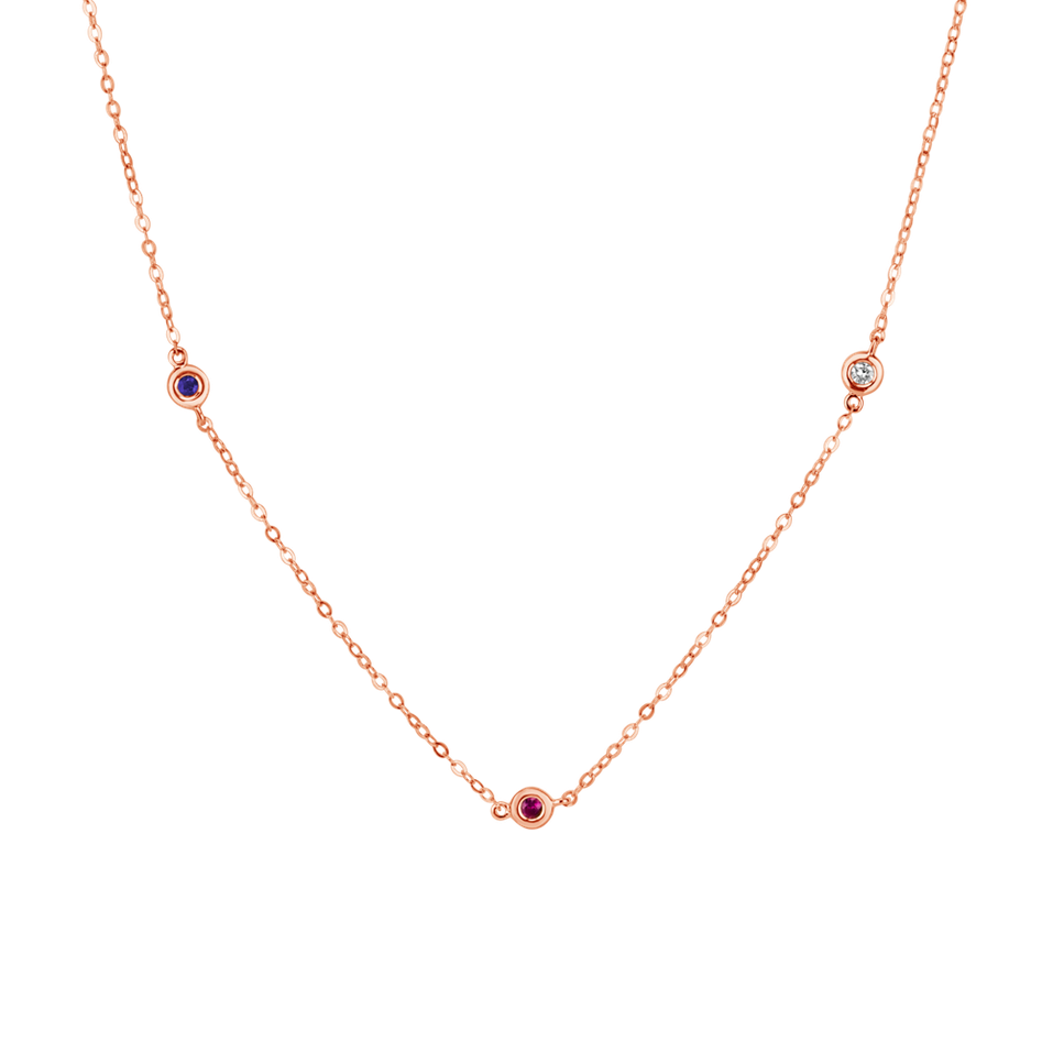 Diamond necklace with Ruby and Sapphire Dots