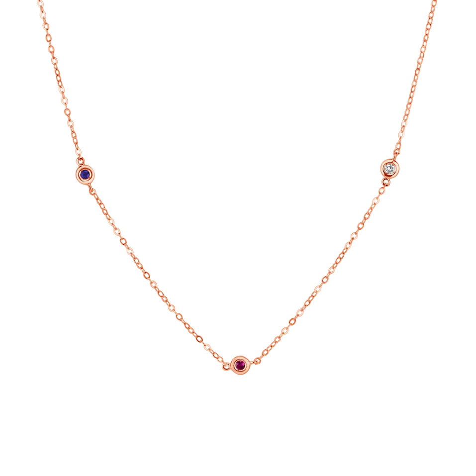 Diamond necklace with Ruby and Sapphire Dots