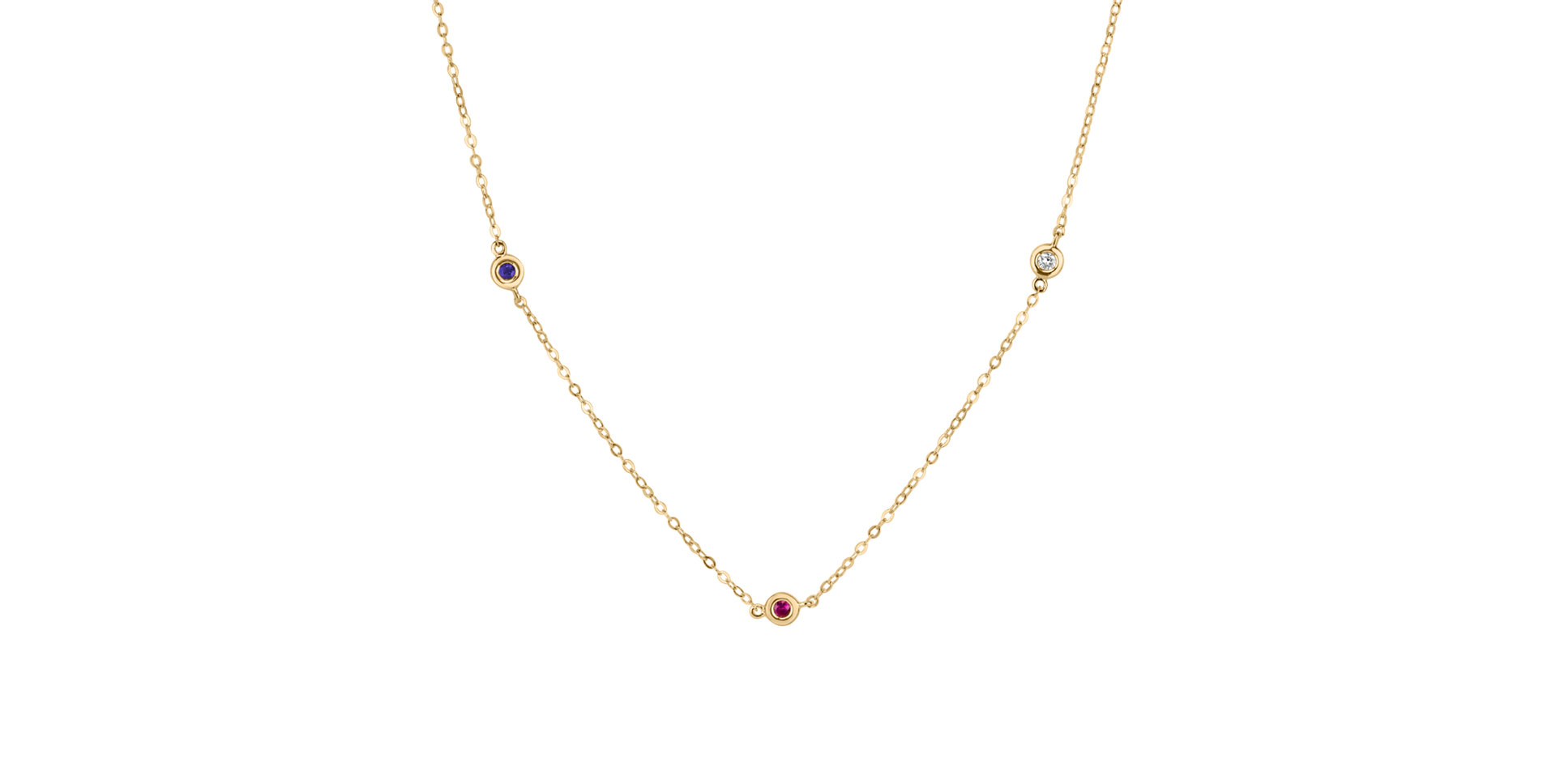 Diamond necklace with Ruby and Sapphire Dots
