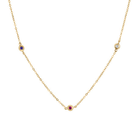 Diamond necklace with Ruby and Sapphire Dots