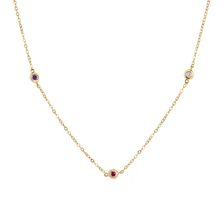 Diamond necklace with Ruby and Sapphire Dots