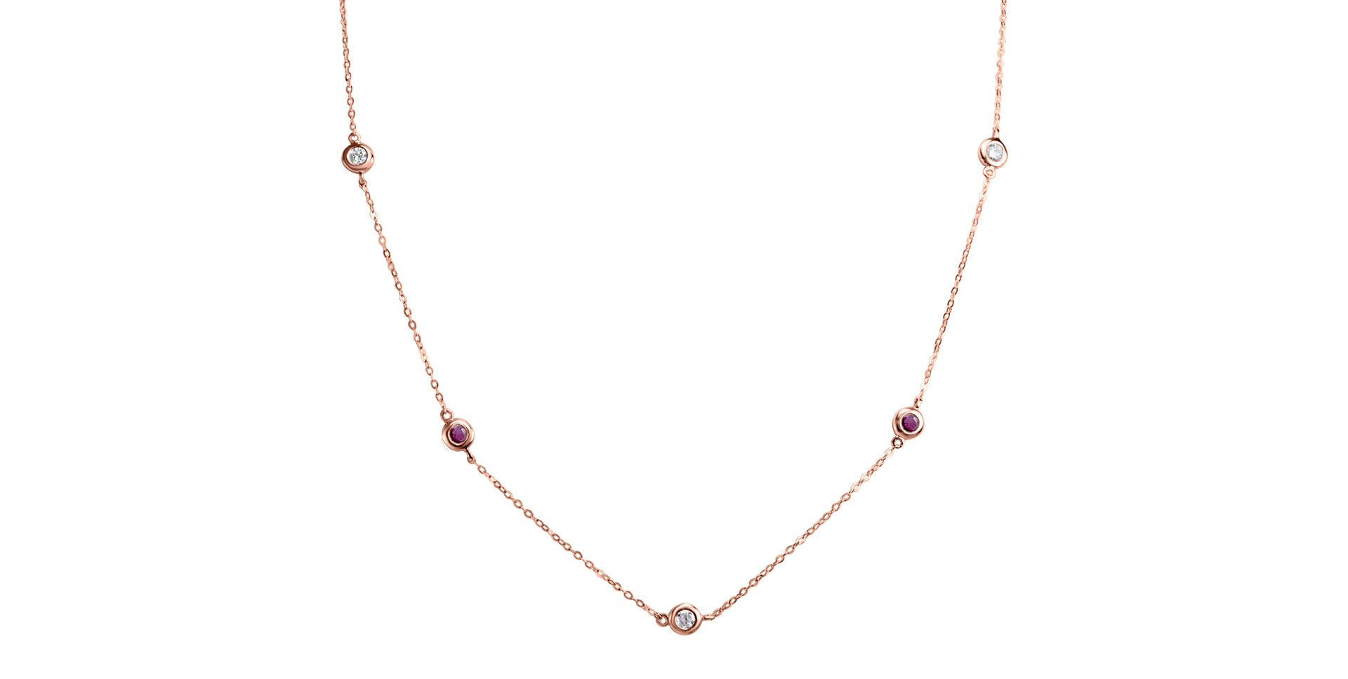 Diamond necklace with Ruby Dots