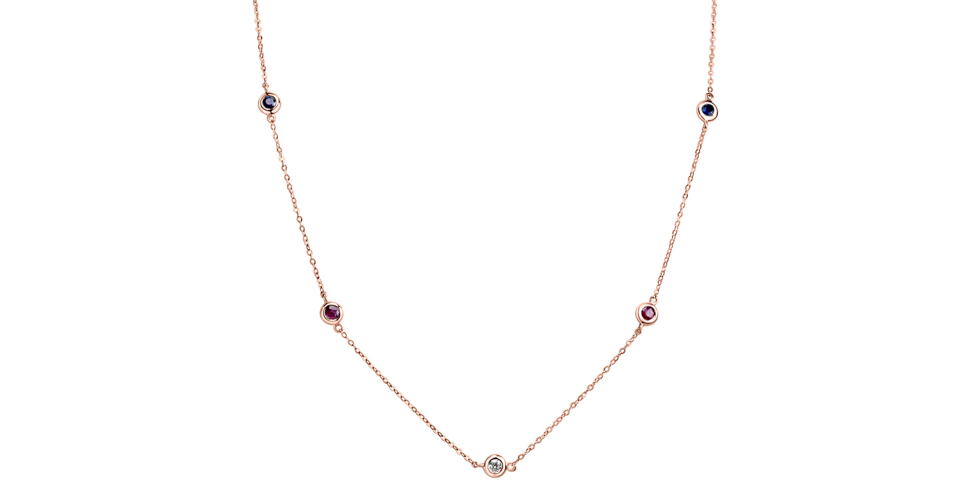 Diamond necklace with Ruby and Sapphire Dots