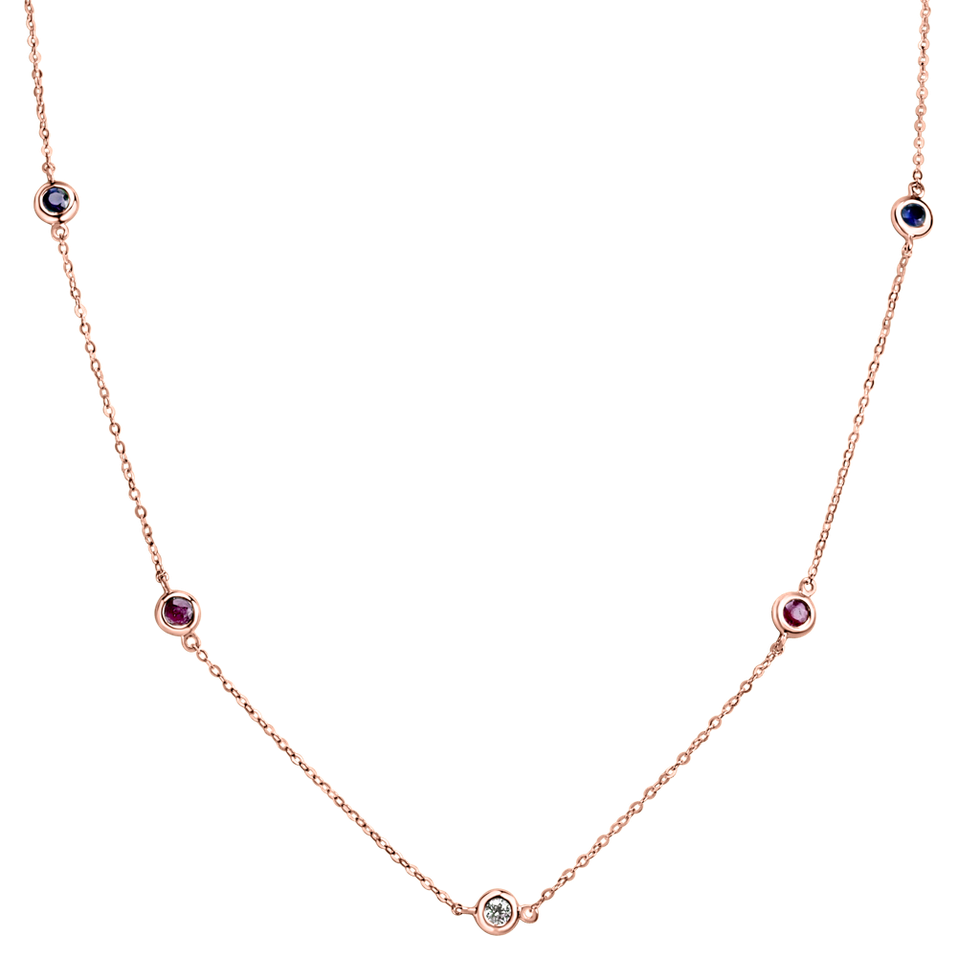 Diamond necklace with Ruby and Sapphire Dots