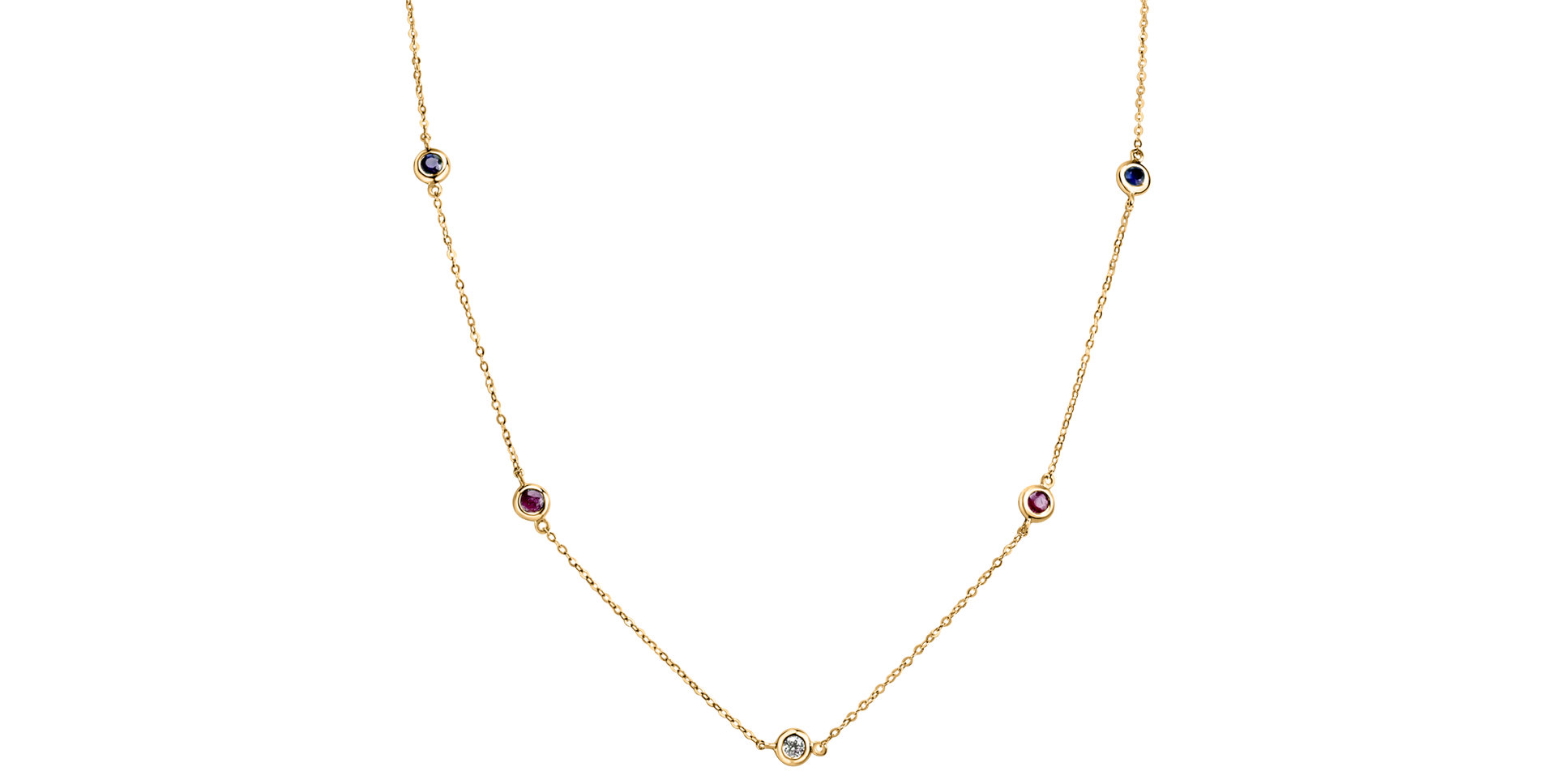 Diamond necklace with Ruby and Sapphire Dots