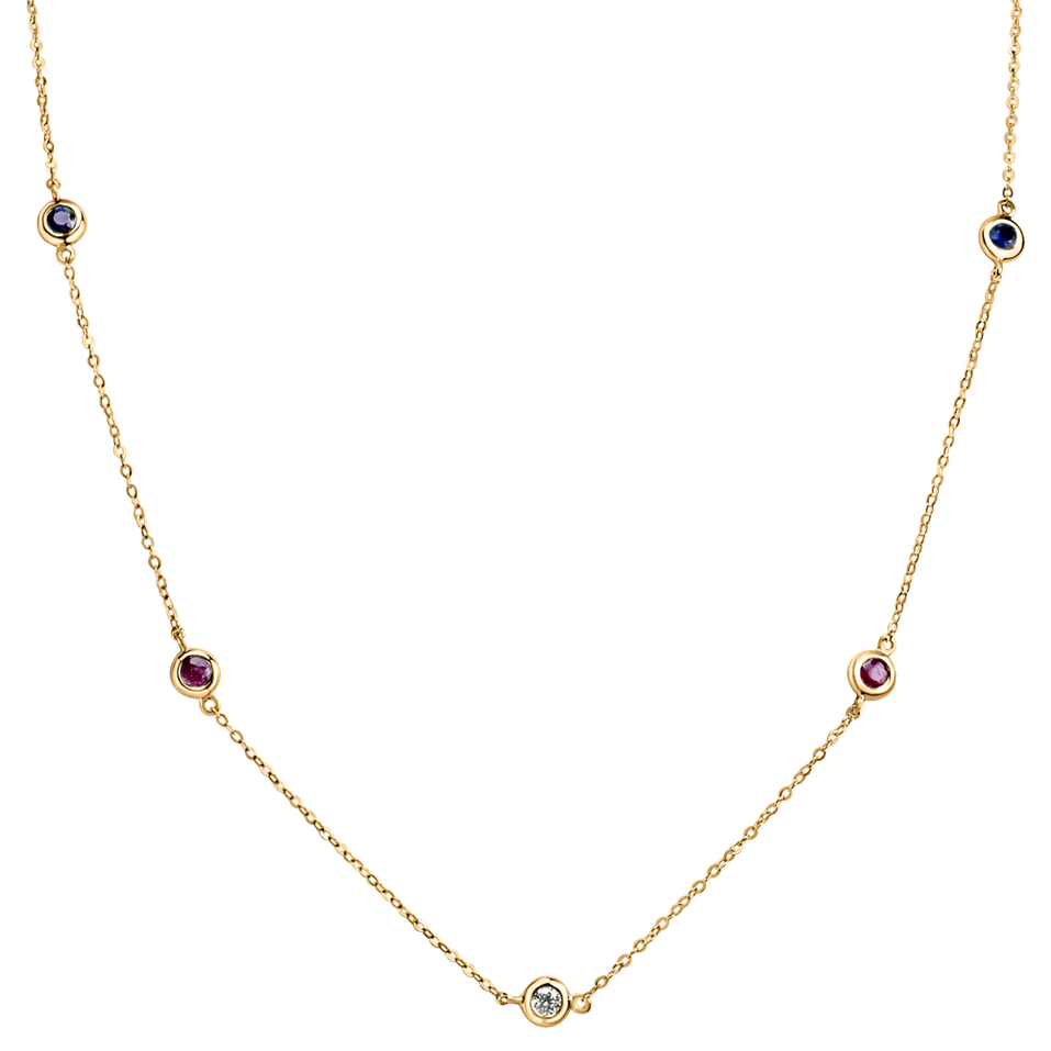 Diamond necklace with Ruby and Sapphire Dots